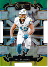 2023 Panini Select Tuli Tuipulotu Green & Yellow Prizm Die Cut RC #53 Chargers