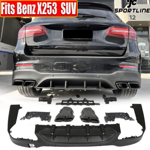 Rear Bumper Diffuser Lip W/Exhaust Tips Fit for Benz X253 GLC250 GLC43 AMG 15-19 - Picture 1 of 14