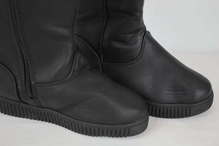 NEW Girls Black Winter Boots Size 11 Zip Up Faux Leather Shoes Faux Fur Lining image 4
