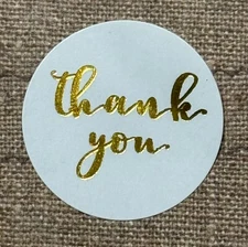 30 THANK YOU Round Stickers White/Gold Gift Stickers 1”  Envelope Seals