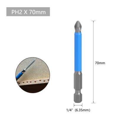 5Pcs PH2*70mm Screwdriver S2 Steel Appliance Tip Cross Anti-slip Bit