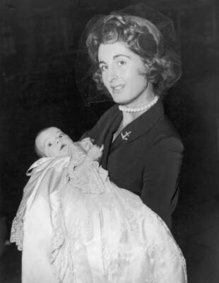 Lady Annabel Birley Her Son Rupert Oswald Robin Christening St Marks 1955 PHOTO