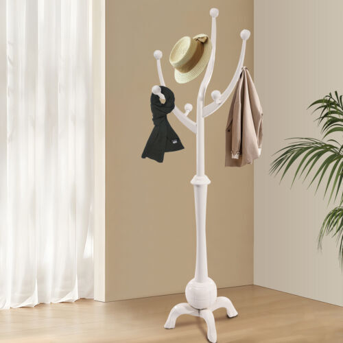 Wooden 8-Hook Coat Rack Stand for Hats Clothes Bedroom Living Room Storage