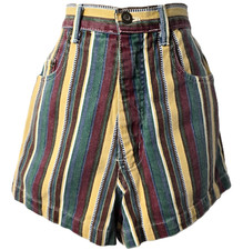Vintage 90s Express Jean Shorts 11 12 High Rise Multi Stripe Denim Retro USA Y2K
