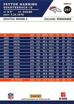 Peyton Manning 2012 Score Football - #297 - Denver Broncos - Picture 2 of 2