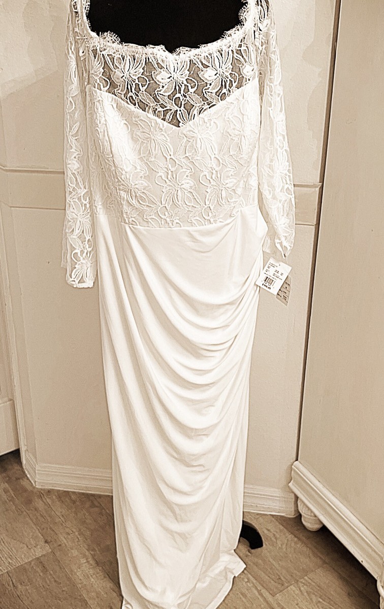 david's bridal scalloped lace dress As Is Scalloped V-Back A-Line Flower Girl Dress