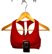 NWT FABLETICS Low Impact SEAMLESS HOUNDSTOOTH Bra HOLLY BERRY Heated Red S FR/SH