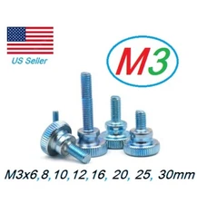 10pcs M3 Fully Threaded Knurled Thumb Screws Bolts 6mm 8,10, 12,16, 20, 25,30mm 