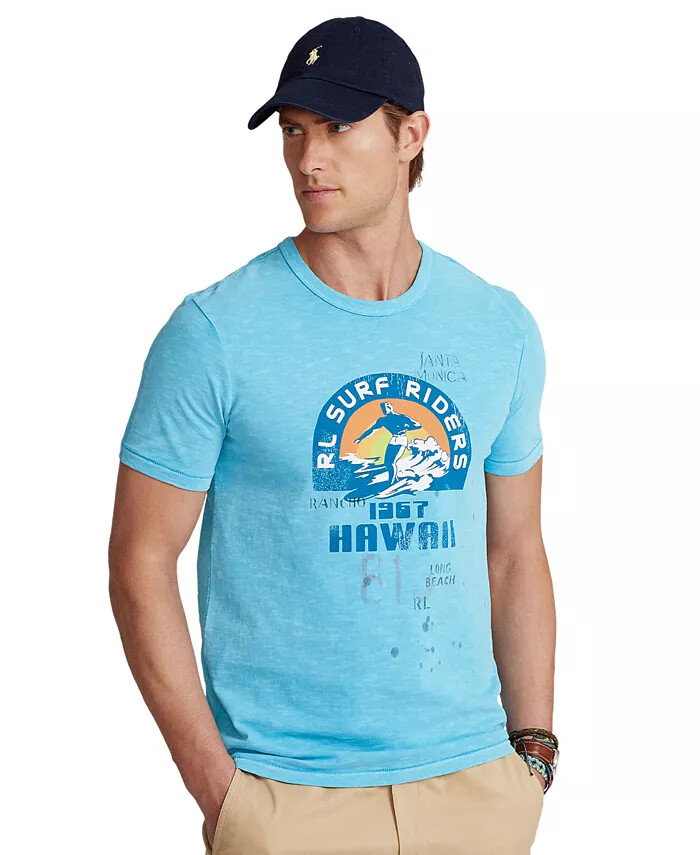 Polo Ralph Lauren RL SURF RIDERS Hawaii Blue T-Shirt Classic Polo Ralph Lauren RL SURF RIDERS Hawaii Blue T-Shirt Classic