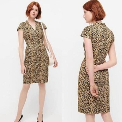 NWT J.Crew V-Neck Sheath Dress Leopard Print Dress Size 4