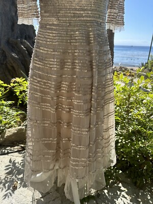 sachin and babi light blue dress John Charles Bardot Neckline Beaded Shoulder Midi Dress, Oyster main image 0