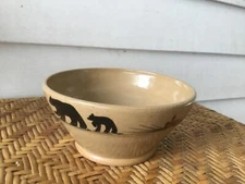 Mill Creek Stoneware Salad Cereal Bowl Bears & Pine Sprig LORI #547 Rustic Cabin
