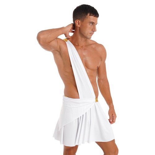 Hombres Vestido Un Hombro Correa Falda Toga Disfraz Adulto Ropa Interior Ropa de dormir romana - Imagen 7 de 48