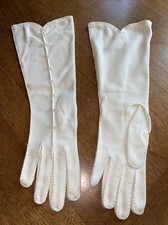 VTG Formal Evening Gloves Dainty Pearl Accent Size 7 Hansen EUC Soft Fabric USA