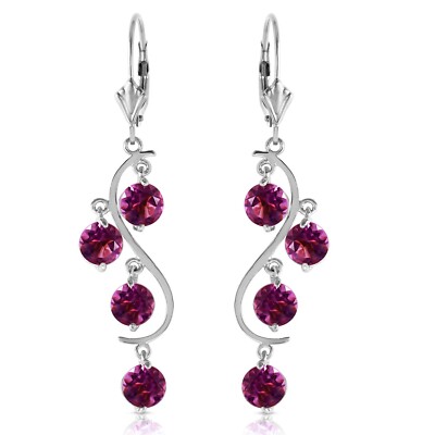 14K. SOLID GOLD CHANDELIERS EARRING WITH AMETHYSTS (White Gold)