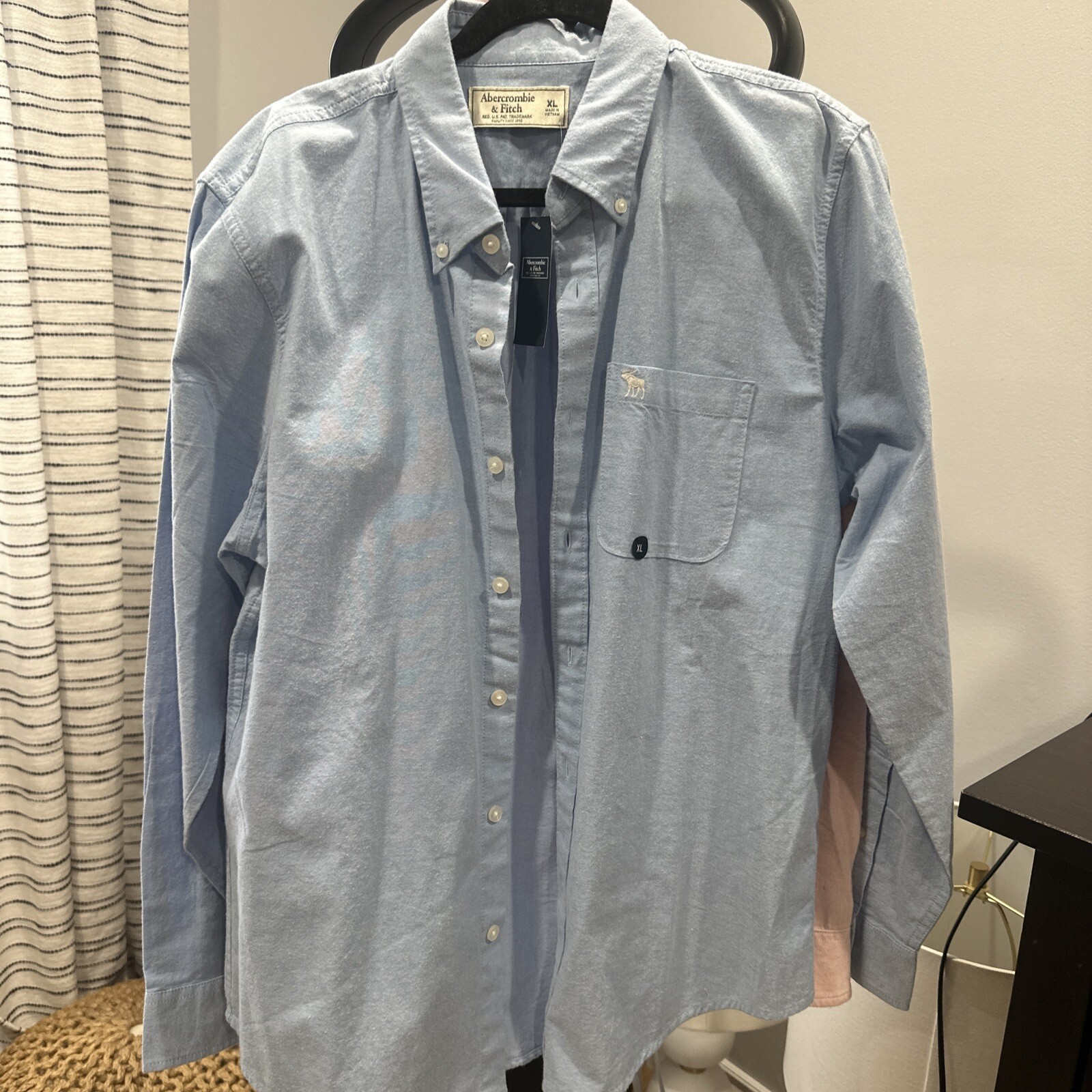 НОВАЯ рубашка W Tags Abercrombie - Fitch, мужская XL, синяя повседневная рубашка на пуговицах с длинным рукавом