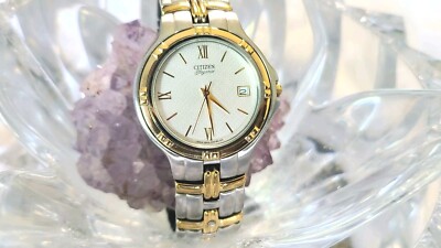 Vint Citizen Elegance Two Tone Date Roman Numerals Silver  display picture 3