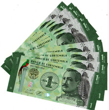 LOT 10 BILLETS GUATEMALA 1 QUETZALE 2024 Commémorative 100 Ans NEW UNC NEUF