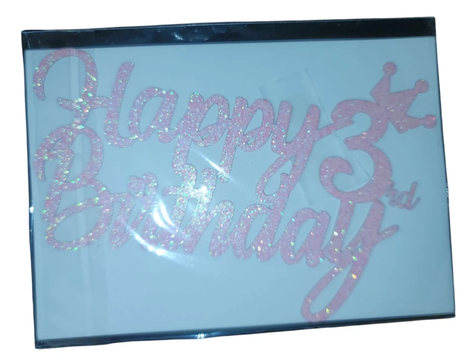 Conjunto de fiesta de tercer cumpleaños para niñas faja brillante rosa tiara corona adorno de pastel nuevo con etiquetas Foto 3 de 4