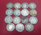 Lot of 15 Different Better Date Barber Coins 1892-1912 List in Pictures 260405