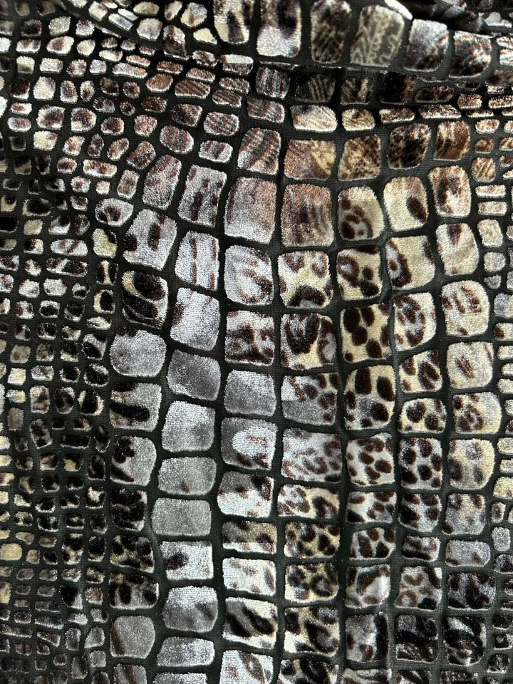 De Colección Libra Mujer M Terciopelo Transparente Burnout Top Estampado Reptiles Grunge Gótico Elástico Foto 3 de 4