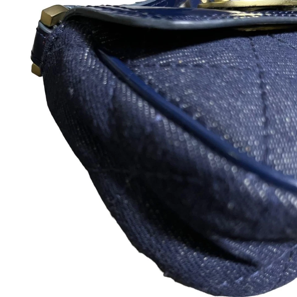 Auténtico bolso de hombro Mulberry Lily charol esmalte de mezclilla herrajes dorados azul marino Foto 4 de 4