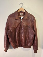 VTG 80’s Banana Republic Brown Leather Bomber Jacket Size L Made In Usa