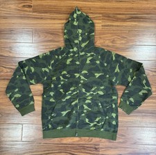 Original Bape Full Zip Green Camo Logo Hoodie Nigo Era 2005-06 Bathing Ape Milo