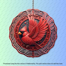 8" Vibrant Cardinal Wind Spinner – Unique 3D Mandala Garden Decor, Red Bird