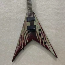 Flying V wash painting Electric Guitar EMG Pickups 24 Frets mahogany body in USA