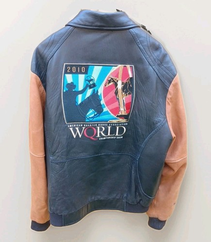 Cripple Creek Black Tan Leather Coat 2010 AQHA World Championship Show READ