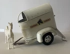 Vintage 1959 White Metal Tonka Farms Horse Trailer & White Horse