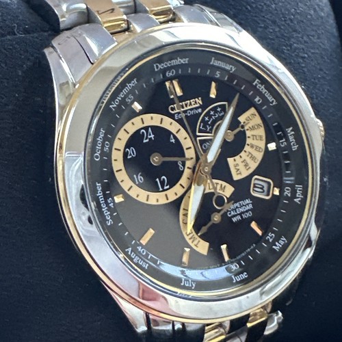 Citizen Perpetual Calendar Mens Eco-Drive Caliber 8700 Two Tone Watch BL8004-53E - Picture 10 of 24