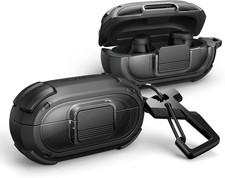 Rugged Protective Case Cover with Carabiner for Beats Solo Buds 2024 Black