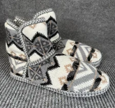 Muk Luks Slipper Boots Womens Size Medium 6.5-7.5  Faux Fur Lined Fair Isle