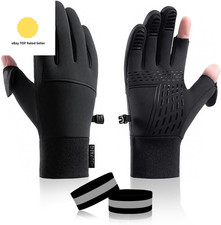 Winter Windproof Waterproof Gloves, 2-In-1 Fingerless/Mittens Convertible Anti-