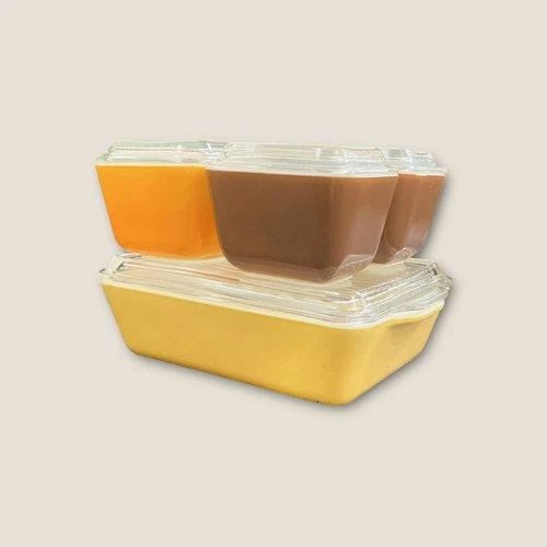 Vintage Pyrex Town & Country Refrigerator Dish Set With Lids - 8-Piece Retro