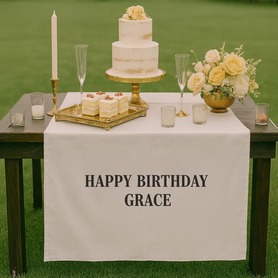 Letrero de corredor de mesa de cumpleaños personalizado, banner con nombre de cumpleaños personalizado Foto 2 de 4