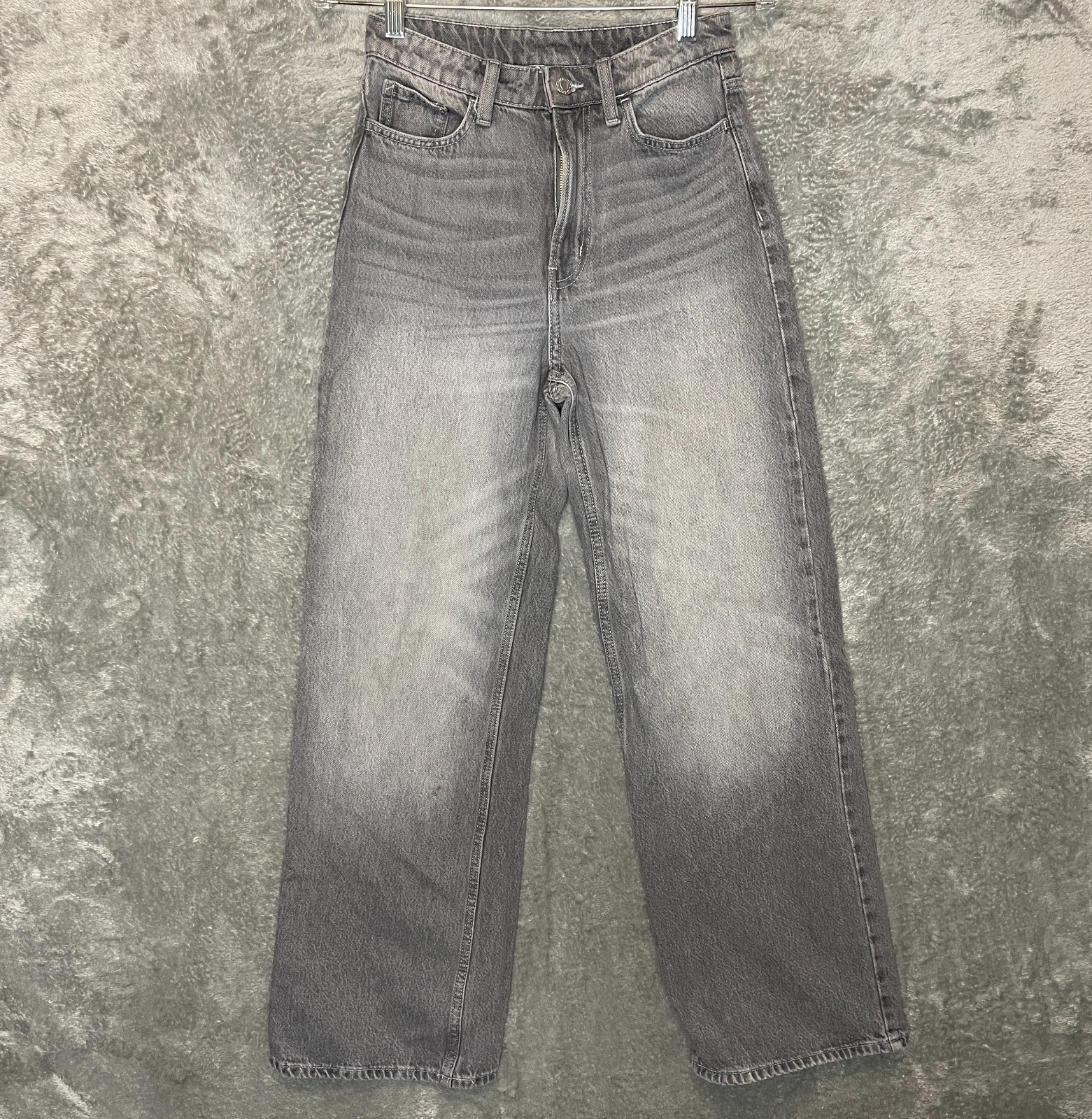 &Denim Women Y2K Grunge Skater Baggy Loose Wide Leg High Rise Denim Jean 2 Gray