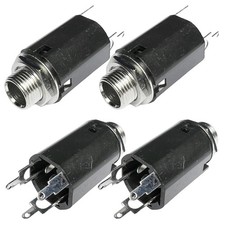 6.35mm TRS Stereo Female Panel Mount Socket, 4 Pack