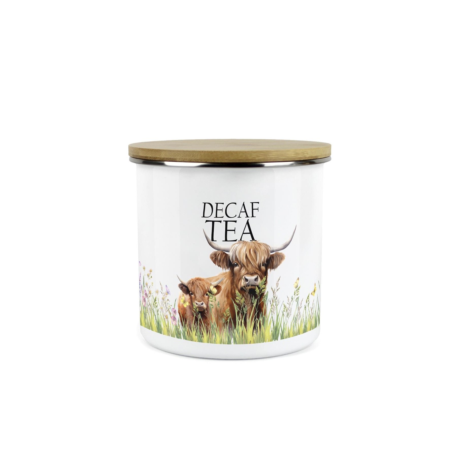 Highland Cow & Calf Kitchen Medium Decaf Tea Storage Canister