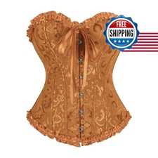 frawirshau Women's Overbust Costume Corset Renaissance Victorian Gold 4XL