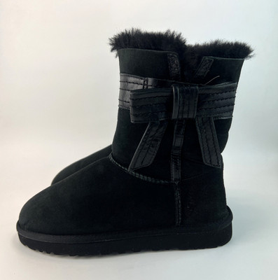 UGG Australia Josette Damenstiefel Lammfell gefüttert schwarz Schleife UK 5,5