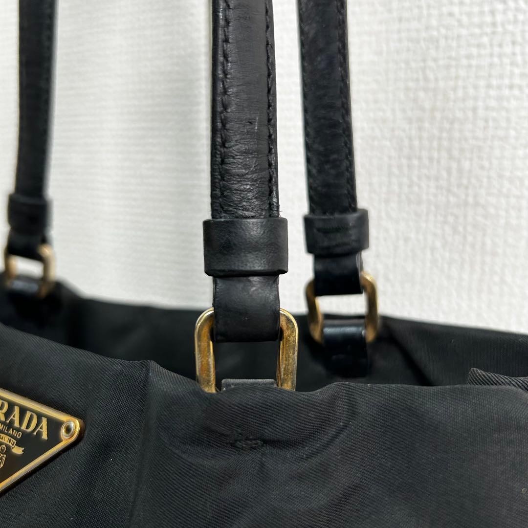 Excellent Condition PRADA Triangle Logo Plate Nylon Leather Shoulder Tote Bag Bl thumbnail 5