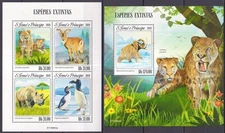 GS1642 2019 S. TOME & PRINCIPE EXTINCT SPECIES BIRDS MAMMOTHS #8550-3+BL1552 MNH
