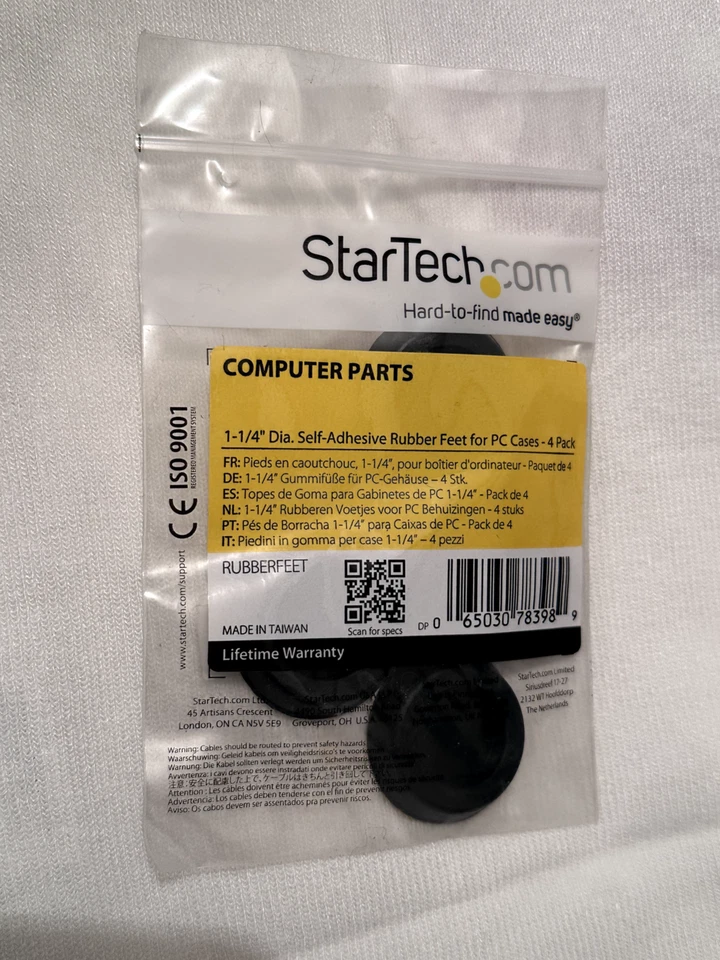 StarTech.com RUBBERFEET 1-1/4in Self-Adhesive Rubber Feet for PC Cases 4Pk