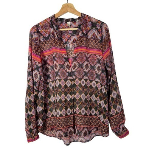 Anthropologie Konrad and Joseph Pink & Orange Printed Long Sleeve S