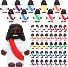 Bememo 50 Pcs Mini Black Jesus Toys Black Jesus Figurine Religious Gifts Little
