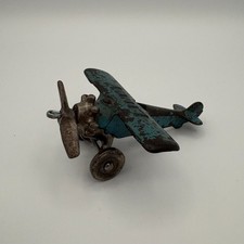 1930's Hubley Cast Iron Lindy Airplane Toy Plane 4.25  X 3.5  Blue