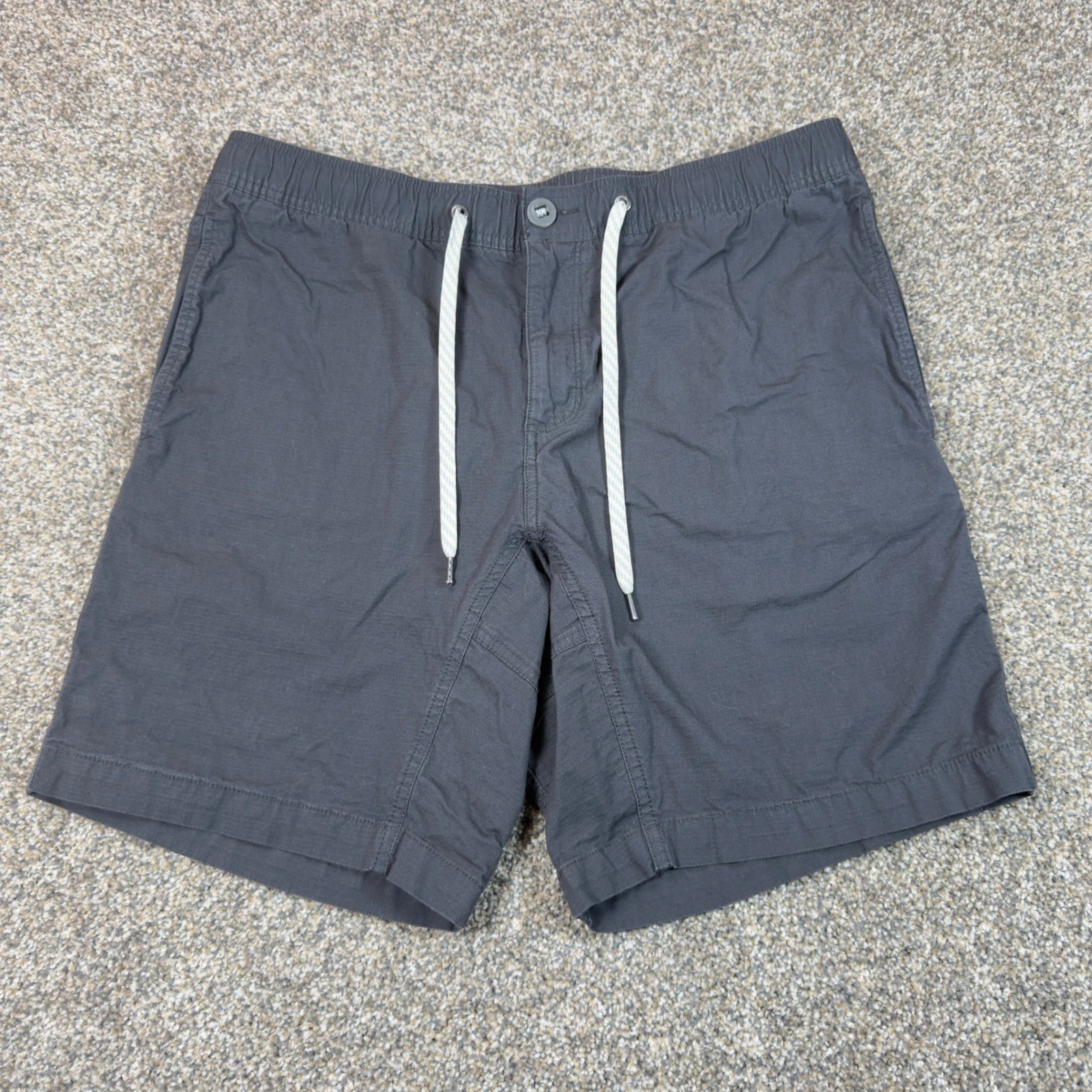 Vuori Ripstop Shorts Mens Large Charcoal Grey Elastic Waist Hiking V370 Outdoors
